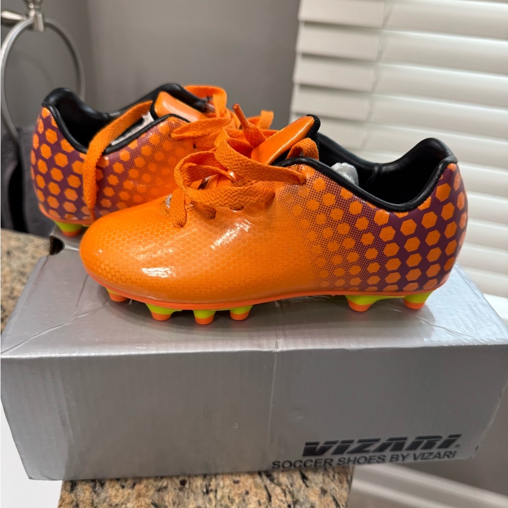 ⚽️🆕Vizari Palomar Youth Firm Ground Orange Soccer Cleats, 10⚽️